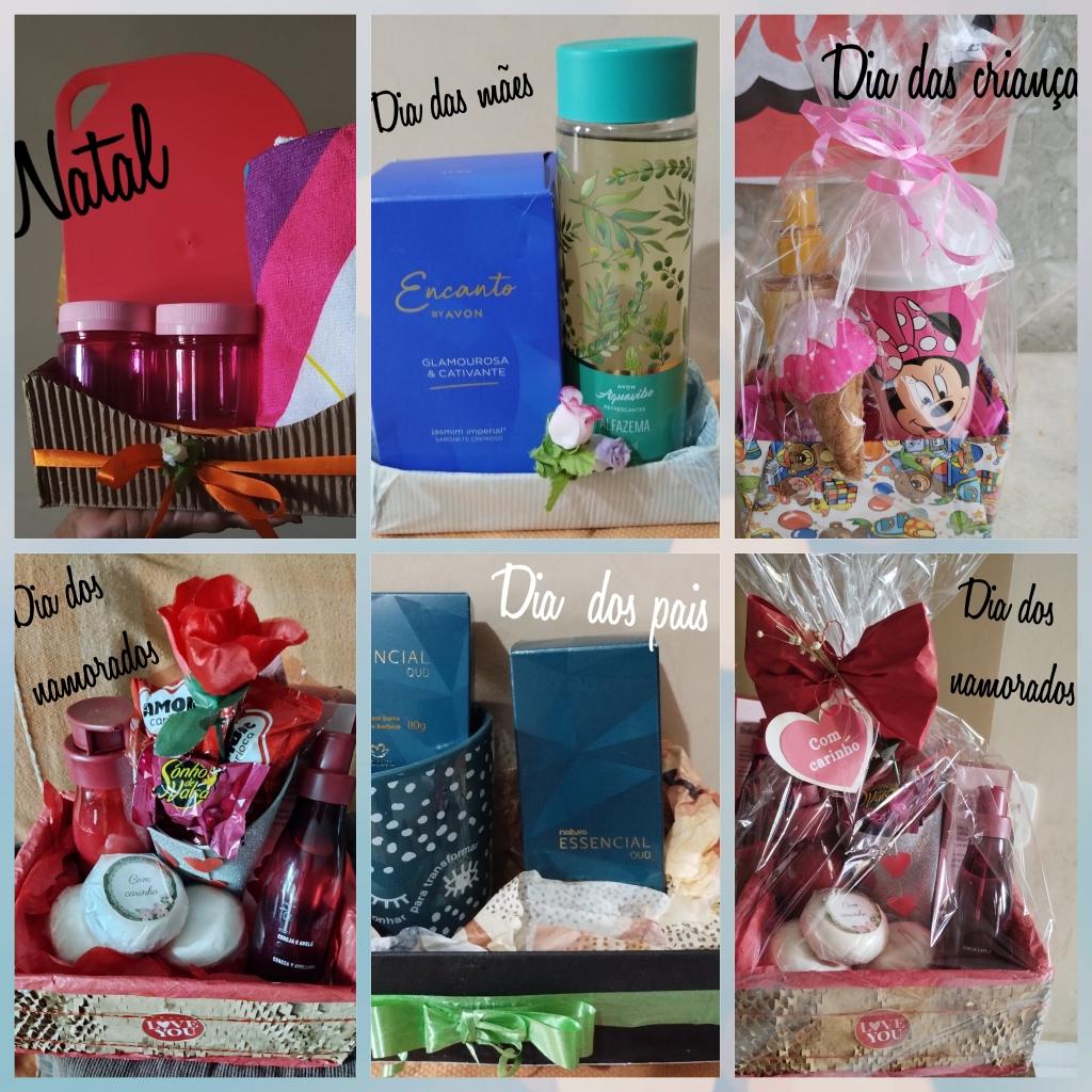 Kits e cestas personalizados com produtos Natura e Avon.